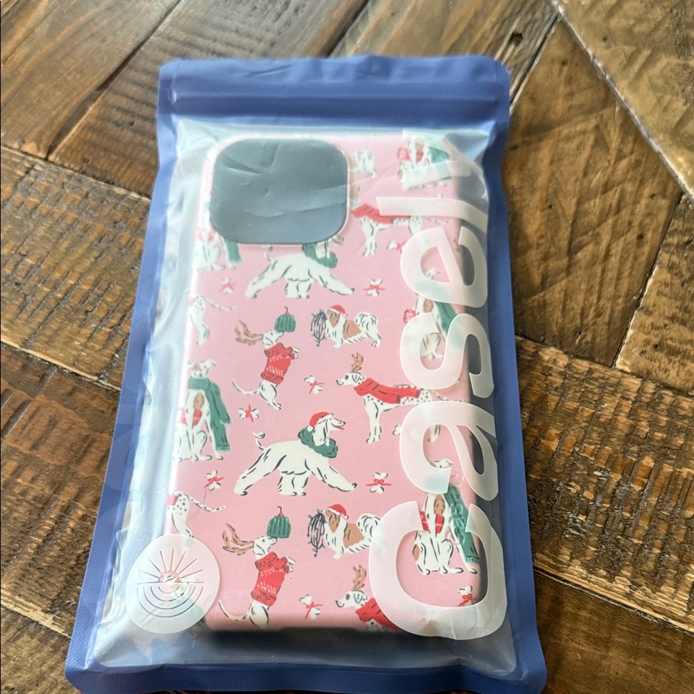 Casely Pink Christmas Dogs iPhone 15 Pro Max Case